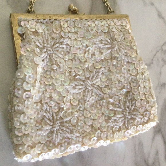 Ivory Beaded Evening Bag/Bridal Purse - Picture 3 of 6